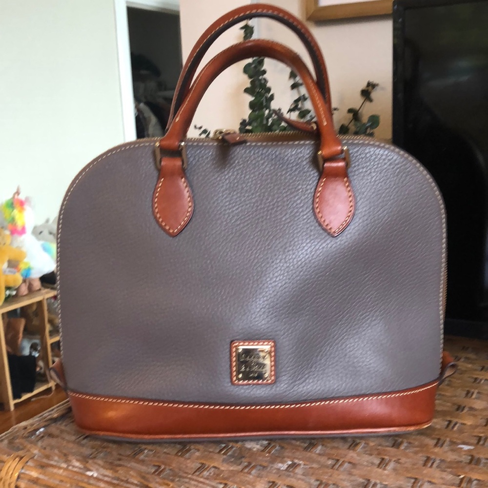 Dooney and Bourke Pebble Leather Zip Zip Satchel in Elephant